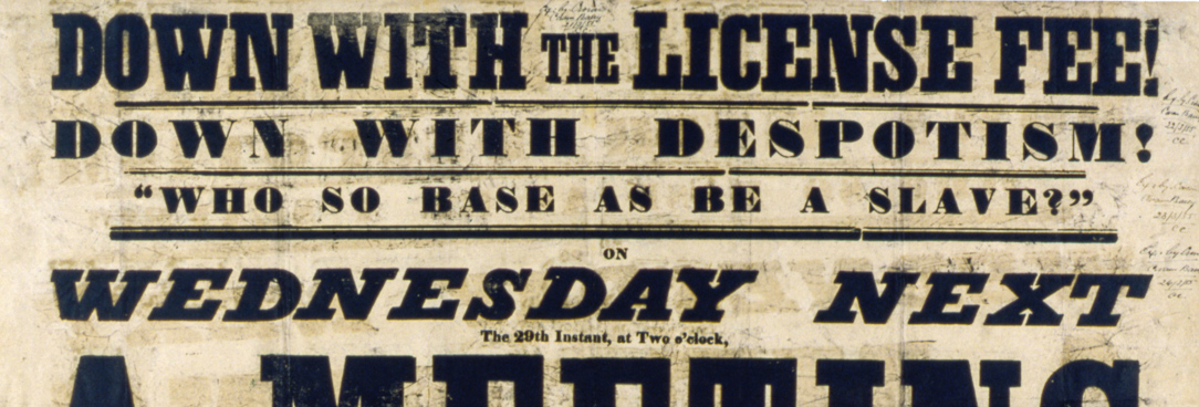 archival poster originally used to protest against gold field licences 
