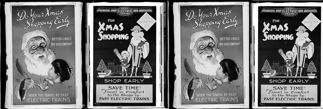 montage of black and white christmas posters