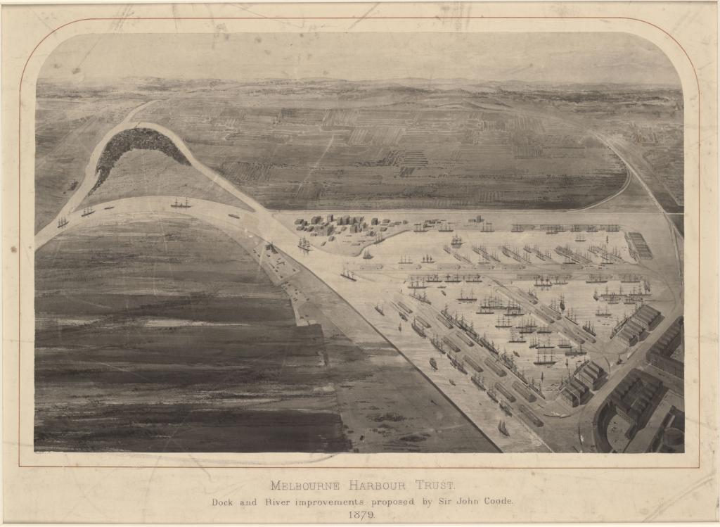Figure 4: Melbourne Harbour Trust: dock and river improvements proposed by Sir John Coode, c. 1879, State Library Victoria.