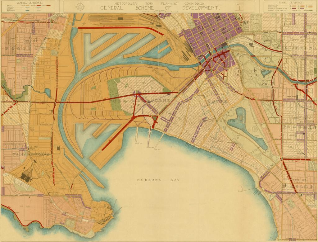 Figure 7: Plan for the port area and surrounds from the 1929 ‘Plan of general development’, PROV, VPRS 10284/P0 Reports, Report 1929 Volume (unit 3A).