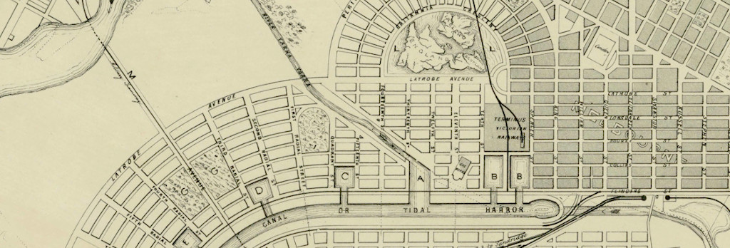 Detail of John Millar’s elaborate and highly ornate proposal for a westward expansion of the city, including botanical gardens and lake, also featuring a direct channel to Hobsons Bay, PROV, VPRS 8168/P2, MCS62; PORT OF MELBOURNE.