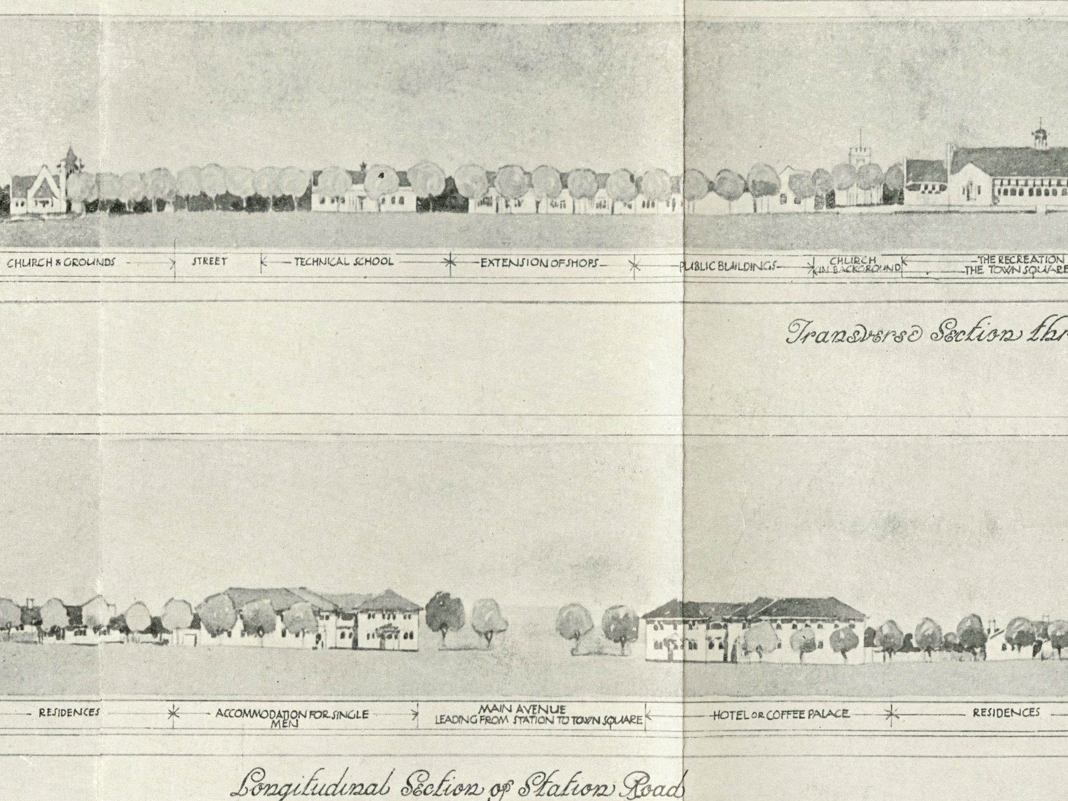 Detail drawing of a street of houses 