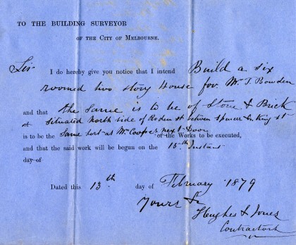 Notice lodged by John Jones and David Hughes on 13 February 1879