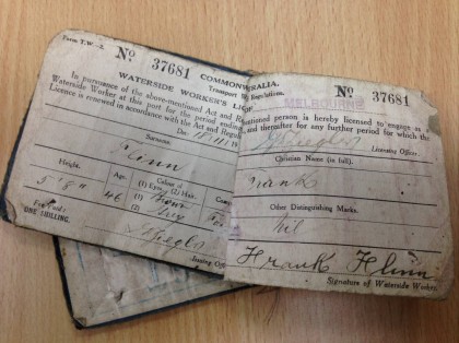 Frank Flinn’s Waterside workers licence – Evidence as part of the O’Brien family murder inquest