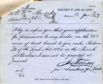 William Murphy, ‘Refusal of permission to ring’, 15 June 1889