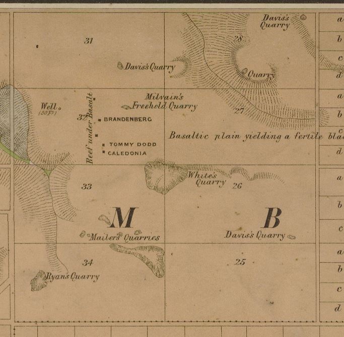Image showing portion of Lidgey’s 1894 Malmsbury and Lauriston Gold Field Map.