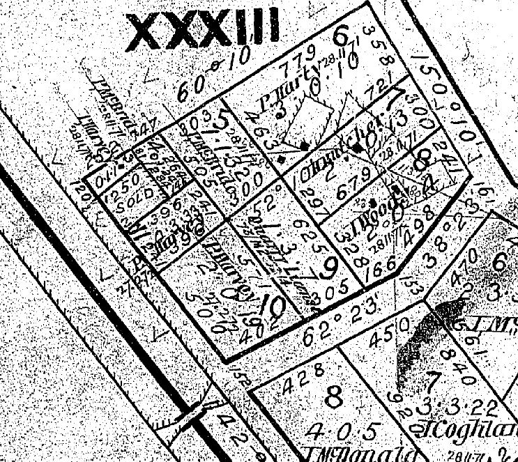 Image of portion of 1871 'Putaway' Parish Plan M65H_1 for Malmsbury.
