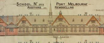 Pre-metric colour building plan of Port Melbourne State School