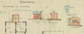 Colour hand drawn building plan of Carisbrook school remodeling and renovating