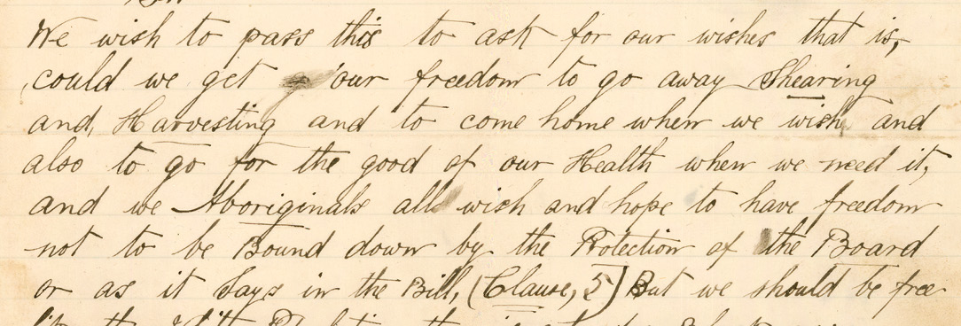 Coranderrk Petition 27 September 1886 3992 P0 Unit 145 Item E9263 A colour image of the front page from the Coranderrk Petition 27 September 1886