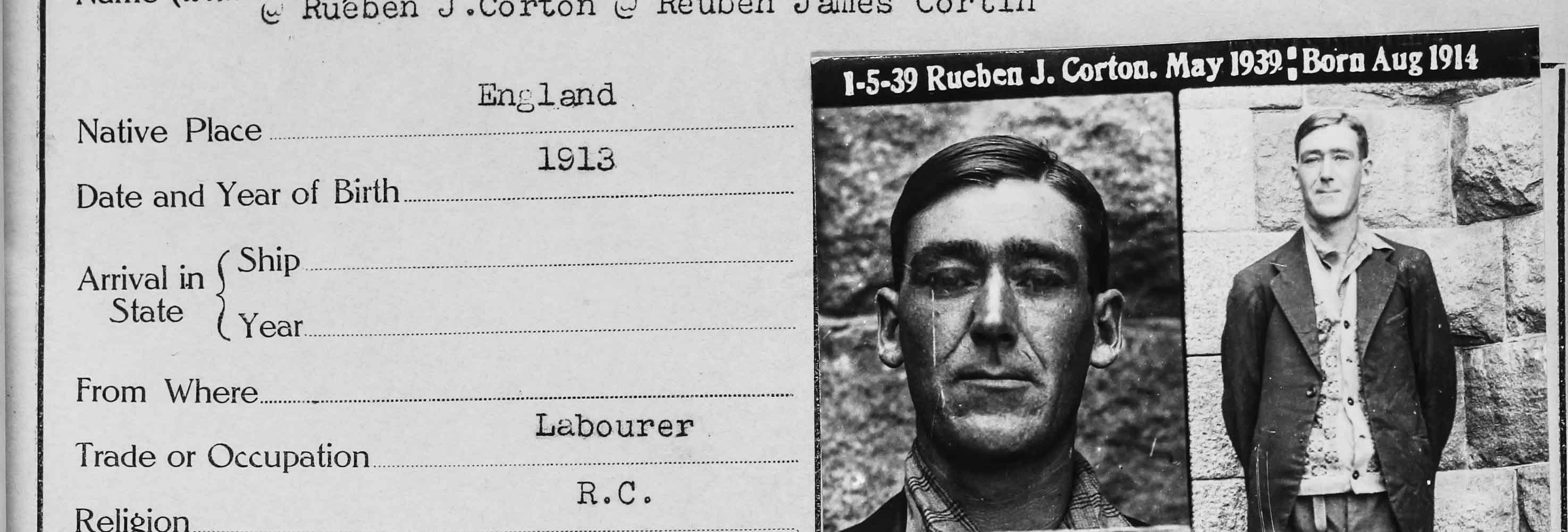 Reginal James Gordon, 1939, VPRS 7856/P1 Unit 39 Black and white image, mugshot and police record