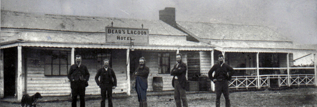 Black and white photograph of Bears Lagoon Hotel 