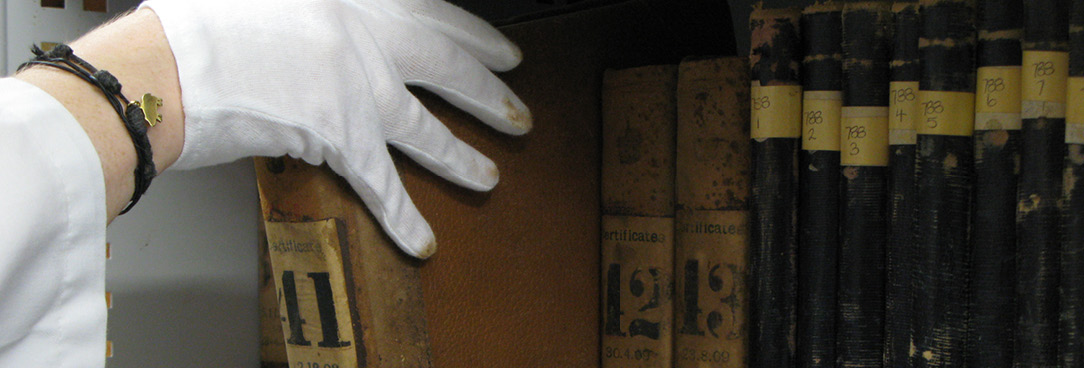 photo of hand pulling a book off a shelf