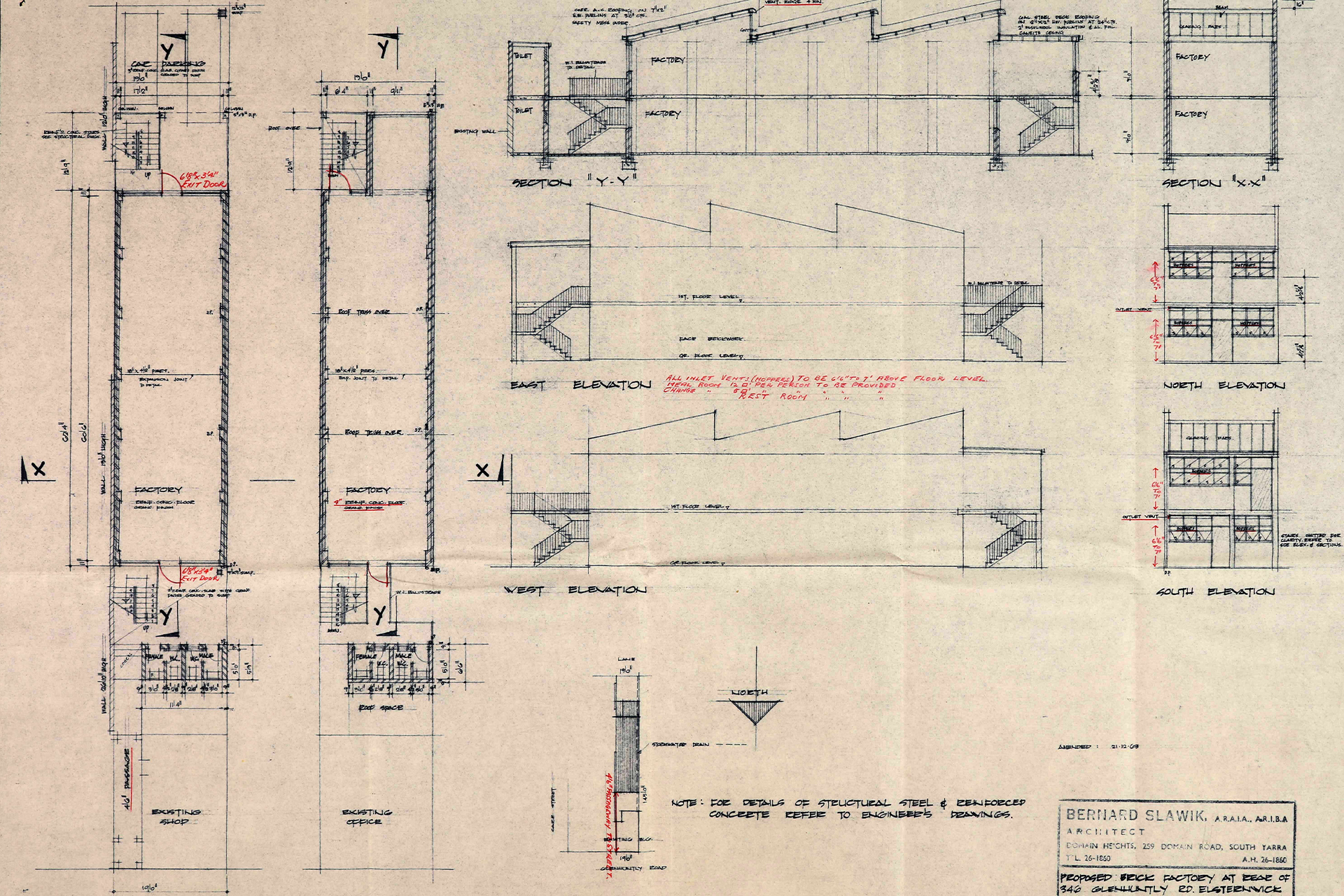 architectural plans by Bernard Slawik