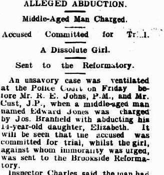 Figure 1: An article detailing Elizabeth Branfield’s case, which shows that, although she was a victim of sexual assault, there was no empathy for her. ‘Alleged Abduction’, Ararat Advertiser and Chronicle, 12 May 1903, p. 2, http://nla.gov.au/nla.news-article267777333.