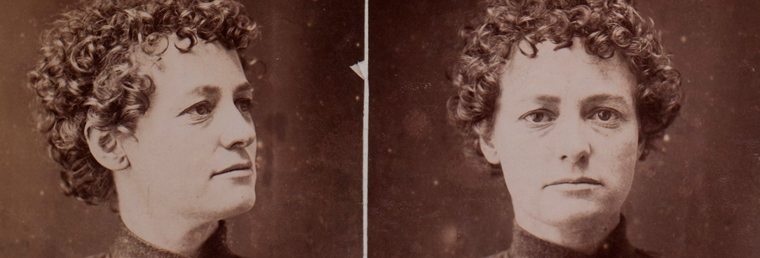 Two portrait black and white photos of Martha