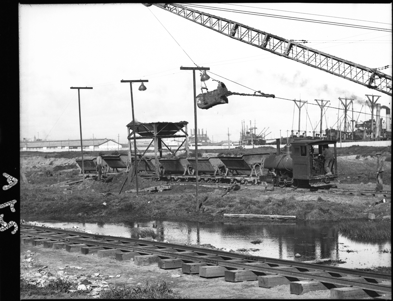 black and white photo of construction