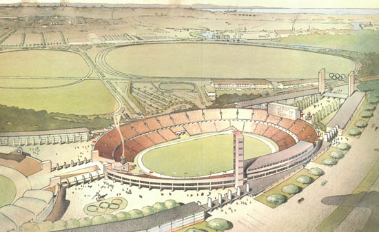 Colour drawing of the proposed stadium