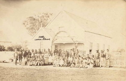 [Students and others in front of Ramahyuck School] [picture] a13414. Gibbs & Bloch [ca. 1900]. Courtesy of State Library of Victoria.