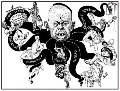 ‘The Mongolian Octopus’, cartoon by Phillip May in The Bulletin, 21 August 1886. Image taken from the Dictionary of Sydney online (accessed 23 April 2012).