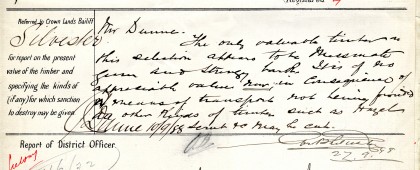 Crown Lands Bailiff’s report, 27 September 1888 