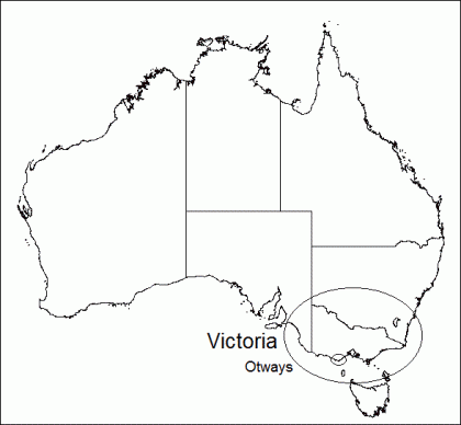 Location of the State of Victoria and Otways in Australia.