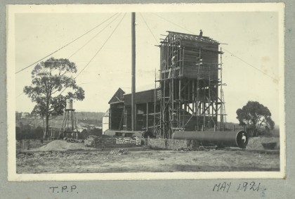 Partly constructed tower of the power house 