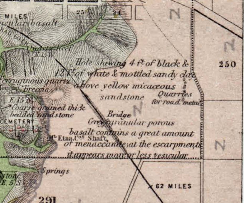 Image of portion of the 1866 9NW Taradale Quarter Sheet geological map.