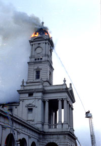 Photo of burning building