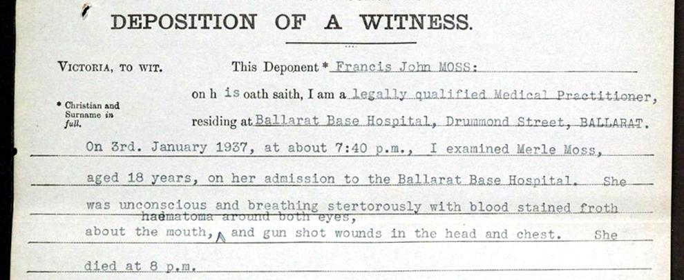 Detail from a typed up deposition of a witness