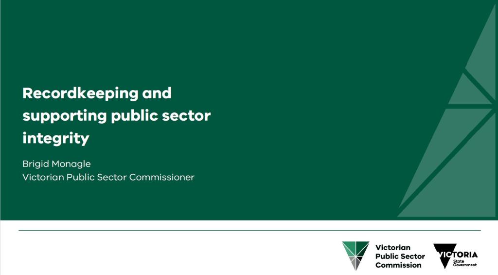 Recordkeeping and supporting public sector integrity presentation