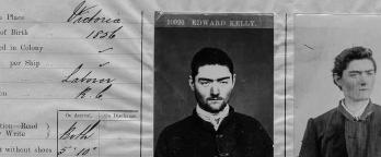 Black and white photo of Ned Kelly's criminal records
