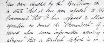 Document relating to Warship Shenandoah