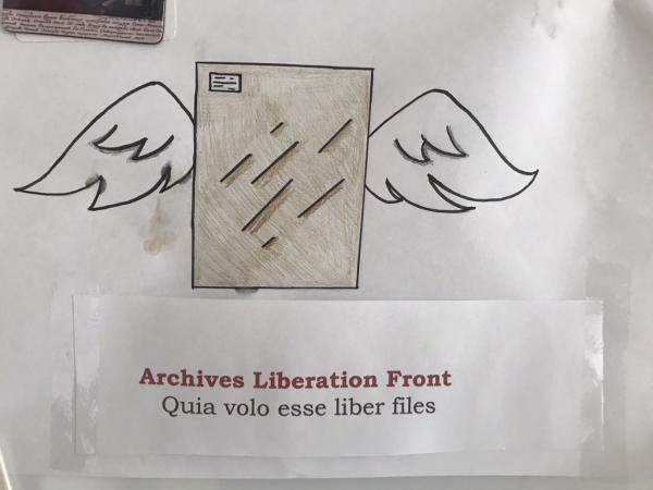 drawing of a file with wings