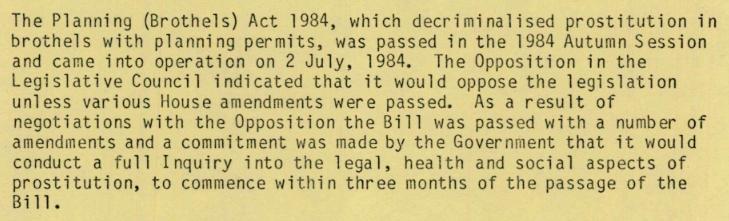 written statement about the planning brothels act