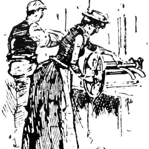 Illustration of a woman working in a factory